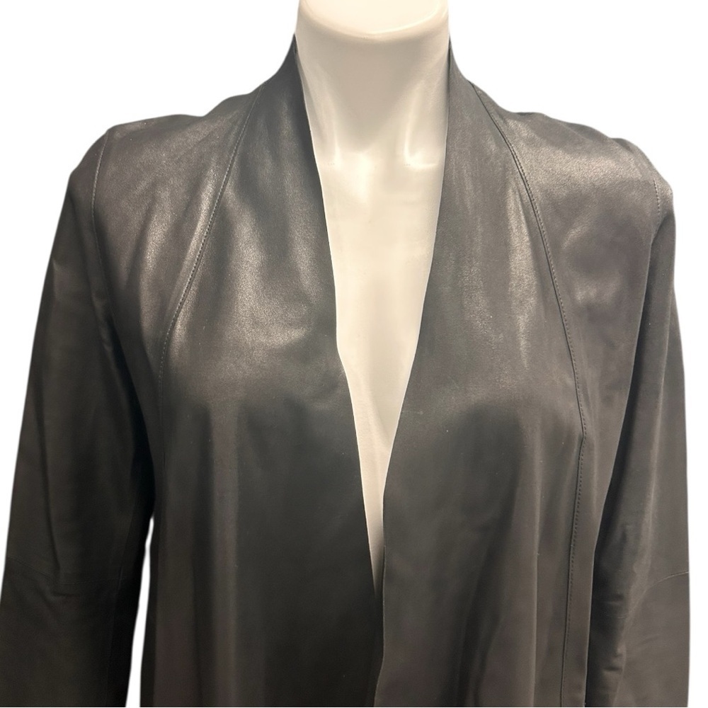 Raw+ Femme Black Goatskin Leather Cascading Open Jacket Size 8 Grunge Moto - Picture 5 of 14